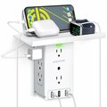 Overtime Outlet Shelf USB Wall Adapter, AC Outlet Extender w/ 8 AC Sockets and 3 USB Ports, Surge Protector OTWP8O3USB